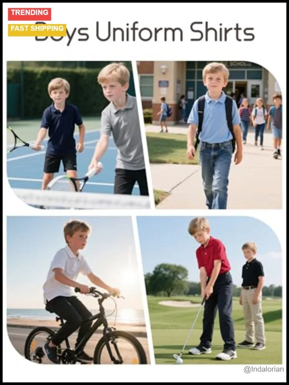 3-Pack Boys Cotton Polo Shirts School Uniform Short Sleeve